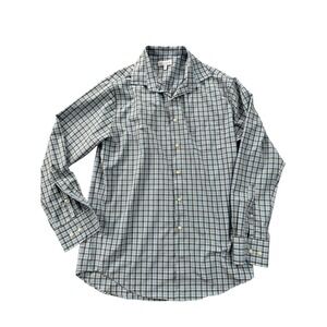 PETER MILLAR Summer Comfort Plaid Button Down Shirt Men's Size M Blue Brown